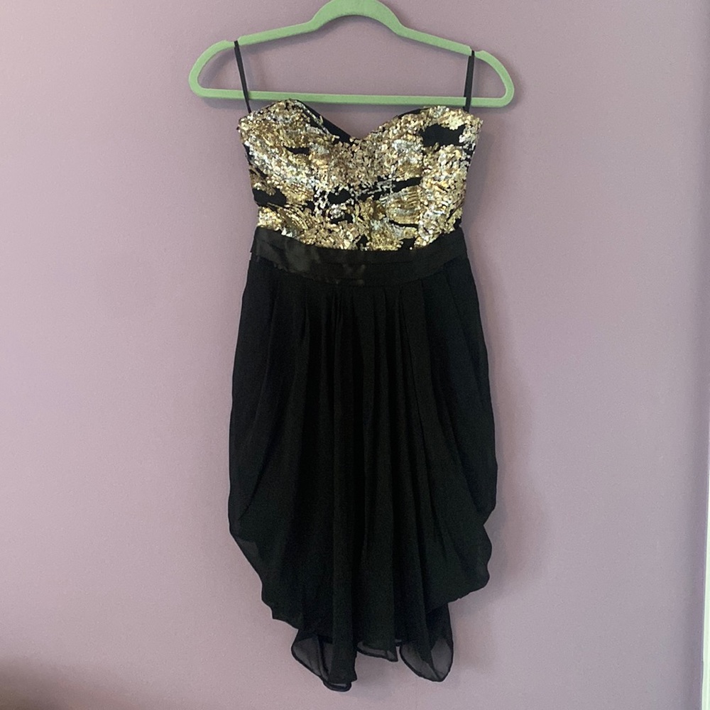 Semi-Formal Black and Gold Sequined Dress
